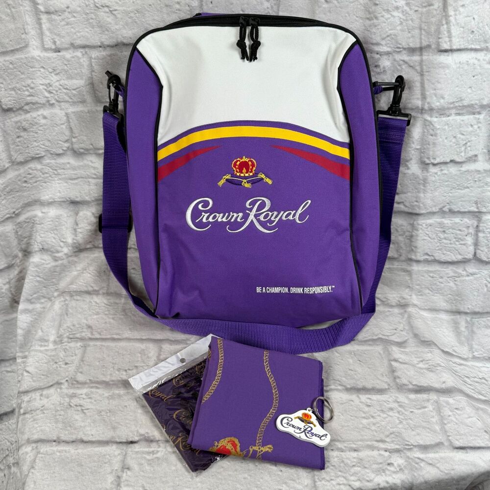 Lot of 4 Crown Royal Insulated Backpack Cooler Keychain Bandana Headband Liquor